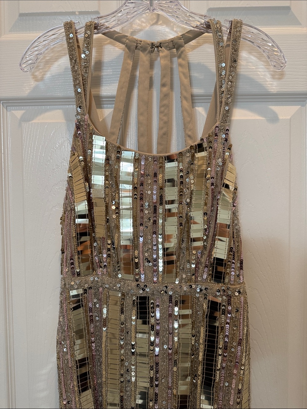 Mac Duggal 93981 Gold and Silver Halter Neck Embellished Detailed Back Gown Sz 6 - Picture 10 of 15